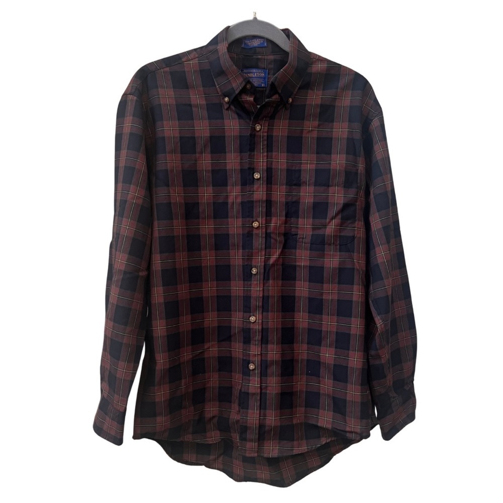 Sir Pendleton 100% Virgin Wool Long Sleeve Plaid Shirt, Medium